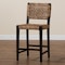 Baxton Studio Alise Modern Bohemian Dark Brown Mahogany Wood and Banana Fiber Counter Stool 228-13127-ZORO - alternate 7